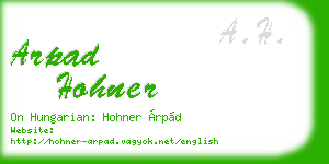 arpad hohner business card