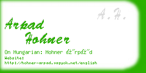 arpad hohner business card
